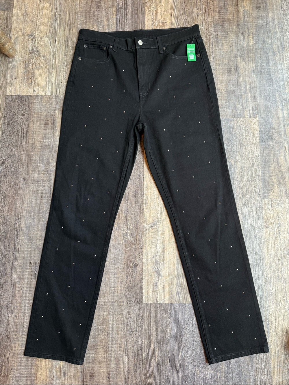 GAP Black Straight-Leg Jeans with Subtle Stud Detail